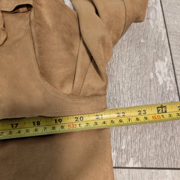 FEW MODA New York Camel Faux Suede Tie Waist Longline Trench Coat | Size M NWOT - Picture 12 of 14